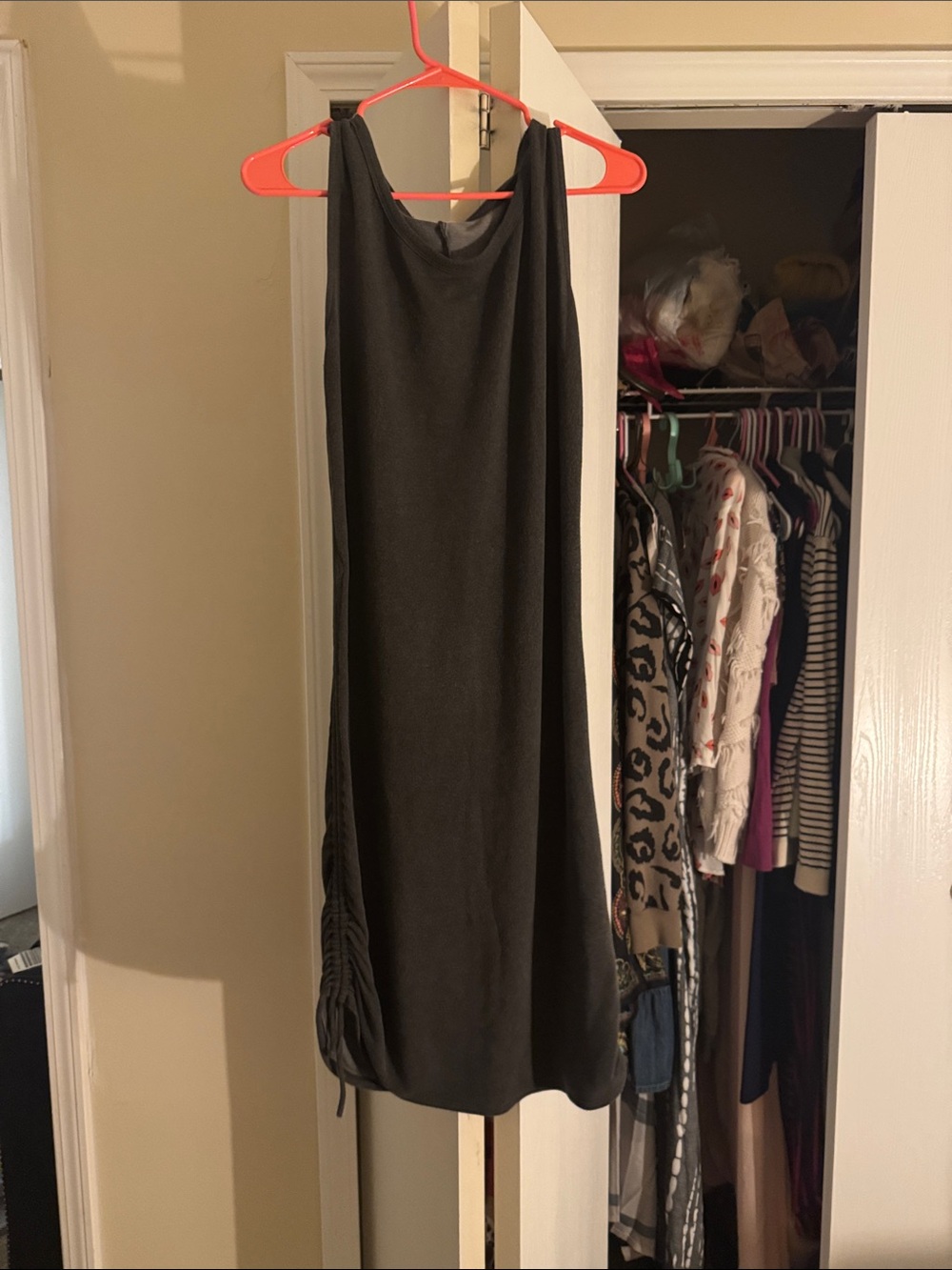 Fantastic Fawn Black Sleeveless Midi Dress with Side Gather